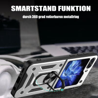 Outdoor Panzer Hülle für Samsung Galaxy Z Flip 7 FE mit Kameraschutz Ringhalter in Silber
