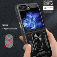 Outdoor Panzer Hülle für Samsung Galaxy Z Flip 7 FE mit Kameraschutz Ringhalter in Schwarz