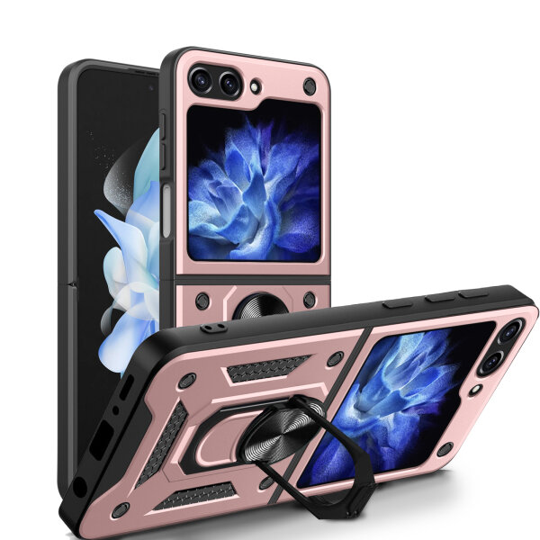 Outdoor Panzer Hülle für Samsung Galaxy Z Flip 7 FE mit Kameraschutz Ringhalter in Rosegold