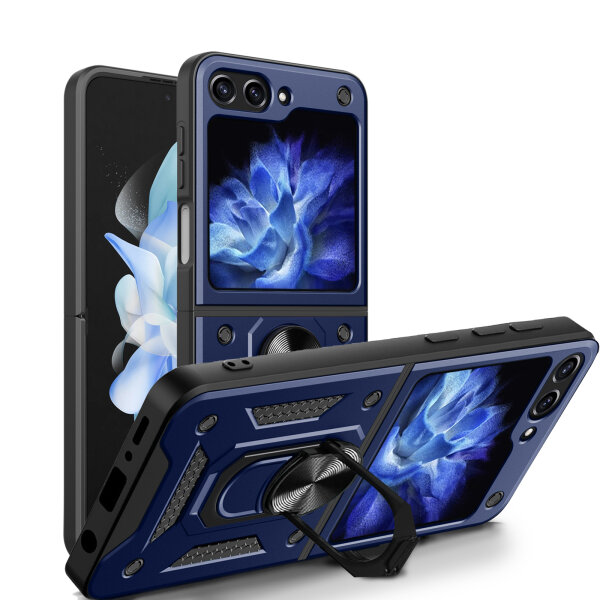 Outdoor Panzer Hülle für Samsung Galaxy Z Flip 7 FE mit Kameraschutz Ringhalter in Blau