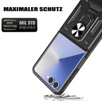 Outdoor Panzer Hülle für Samsung Galaxy Z Flip 7 mit Kameraschutz Ringhalter in Schwarz