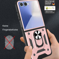 Outdoor Panzer Hülle für Samsung Galaxy Z Flip 7 mit Kameraschutz Ringhalter in Rosegold