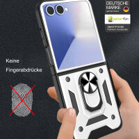 Outdoor Panzer Hülle für Samsung Galaxy Z Flip 7 mit Kameraschutz Ringhalter in Silber