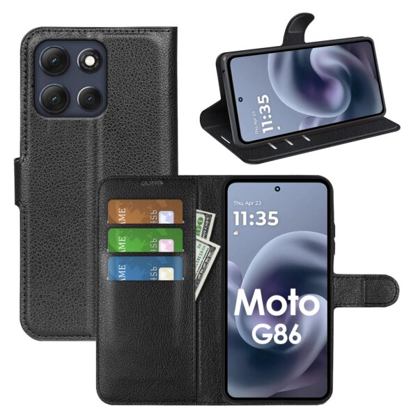 Handy Tasche für Motorola Moto G86 5G Handyhülle Flip Cover Wallet Case Hülle Etui Schwarz