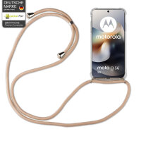 Handykett für Motorola Moto G56 5G Hülle mit Kordel Handyhülle mit Band in Beige / Braun