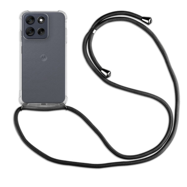Handykett für Motorola Moto G56 5G Hülle mit Kordel Handyhülle mit Band in Schwarz