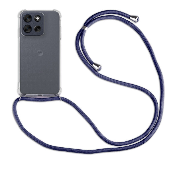 Handykett für Motorola Moto G56 5G Hülle mit Kordel Handyhülle mit Band in Blau