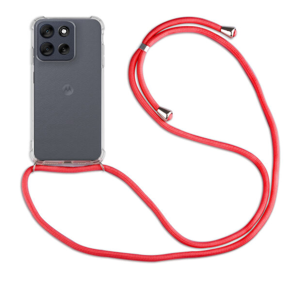 Handykett für Motorola Moto G56 5G Hülle mit Kordel Handyhülle mit Band in Rot