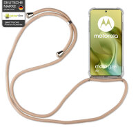 Handykett für Motorola Moto G86 5G Hülle mit Kordel Handyhülle mit Band in Beige / Braun