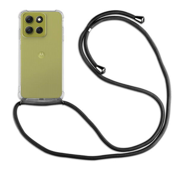Handykett für Motorola Moto G86 5G Hülle mit Kordel Handyhülle mit Band in Schwarz