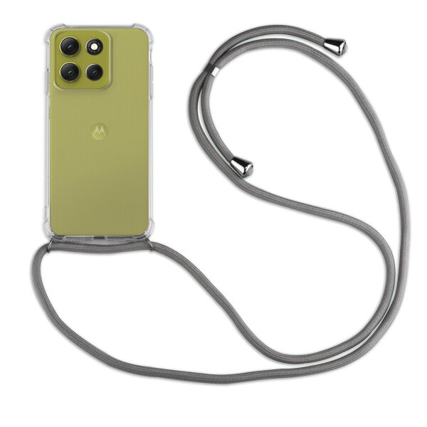 Handykett für Motorola Moto G86 5G Hülle mit Kordel Handyhülle mit Band in Grau