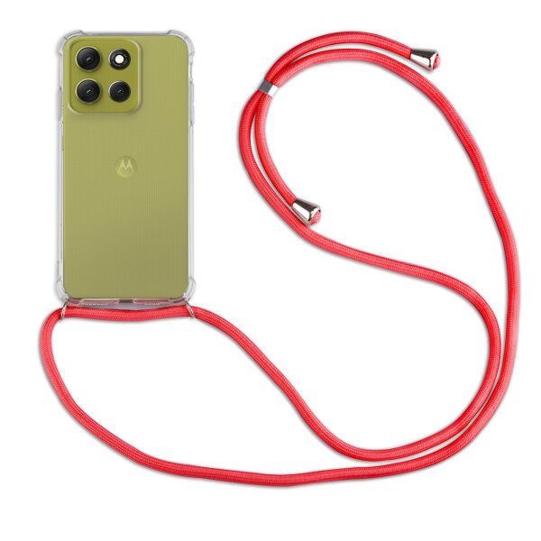 Handykett für Motorola Moto G86 5G Hülle mit Kordel Handyhülle mit Band in Rot
