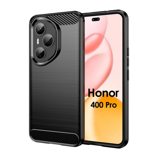 Carbon Hülle für Honor 400 Pro Handyhülle Back Cover Handy Tasche Bumper in Schwarz