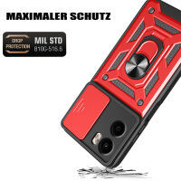 Outdoor Panzer Hülle für Motorola Moto G05 / E15 Handyhülle mit Kameraschutz Ringhalter in Rot