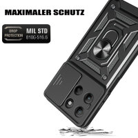 Outdoor Panzer Hülle für Motorola Moto G15 / G15 Power Handyhülle mit Kameraschutz Ringhalter in Schwarz