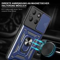 Outdoor Panzer Hülle für Motorola Moto G15 / G15 Power Handyhülle mit Kameraschutz Ringhalter in Blau