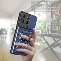 Outdoor Panzer Hülle für Motorola Moto G15 / G15 Power Handyhülle mit Kameraschutz Ringhalter in Blau