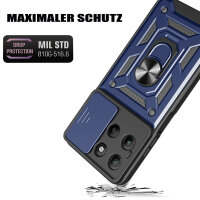 Outdoor Panzer Hülle für Motorola Moto G15 / G15 Power Handyhülle mit Kameraschutz Ringhalter in Blau