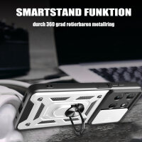 Outdoor Panzer Hülle für Motorola Moto G15 / G15 Power Handyhülle mit Kameraschutz Ringhalter in Silber
