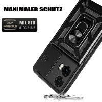 Outdoor Panzer Hülle für Motorola Moto G35 Handyhülle mit Kameraschutz Ringhalter in Schwarz