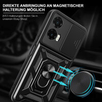Outdoor Panzer Hülle für Motorola Moto G35 Handyhülle mit Kameraschutz Ringhalter in Schwarz