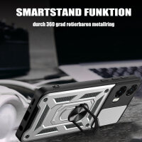 Outdoor Panzer Hülle für Motorola Moto G35 Handyhülle mit Kameraschutz Ringhalter in Silber