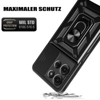 Outdoor Panzer Hülle für Motorola Moto G75 Handyhülle mit Kameraschutz Ringhalter in Schwarz
