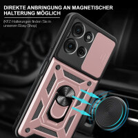 Outdoor Panzer Hülle für Motorola Moto G75 Handyhülle mit Kameraschutz Ringhalter in Rosegold