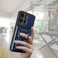 Outdoor Panzer Hülle für Motorola Moto G75 Handyhülle mit Kameraschutz Ringhalter in Blau