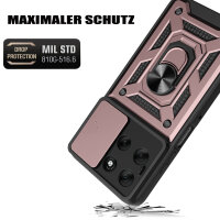 Outdoor Panzer Hülle für Motorola Moto G56 Handyhülle mit Kameraschutz Ringhalter in Rosegold
