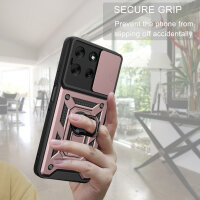 Outdoor Panzer Hülle für Motorola Moto G56 Handyhülle mit Kameraschutz Ringhalter in Rosegold