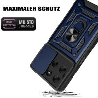 Outdoor Panzer Hülle für Motorola Moto G56 Handyhülle mit Kameraschutz Ringhalter in Blau