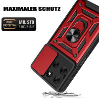 Outdoor Panzer Hülle für Motorola Moto G56 Handyhülle mit Kameraschutz Ringhalter in Rot