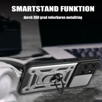 Outdoor Panzer Hülle für Motorola Moto G86 Handyhülle mit Kameraschutz Ringhalter in Silber