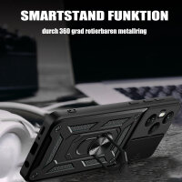 Outdoor Panzer Hülle für Honor 400 Pro Handyhülle mit Slide Kameraschutz Ringhalter in Schwarz
