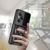 Outdoor Panzer Hülle für Honor 400 Pro Handyhülle mit Slide Kameraschutz Ringhalter in Schwarz