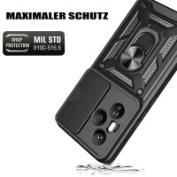 Outdoor Panzer Hülle für Honor 400 Pro Handyhülle mit Slide Kameraschutz Ringhalter in Schwarz