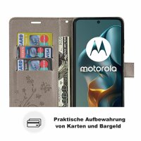 Hülle für Motorola Moto G05 / Moto E15 Handyhülle mit [Standfunktion][Kartenfächern] in Grau