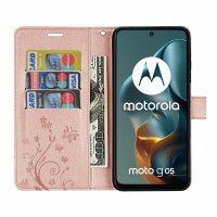 Hülle für Motorola Moto G05 / Moto E15 Handyhülle mit [Standfunktion][Kartenfächern] in Rosegold