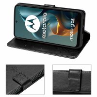 Hülle für Motorola Moto G05 / Moto E15 Handyhülle mit [Standfunktion][Kartenfächern] in Schwarz
