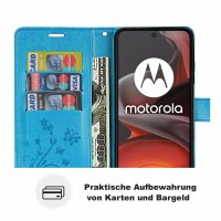 Hülle für Motorola Moto G15 / G15 Power Handyhülle mit [Standfunktion][Kartenfächern] in Blau