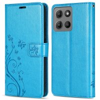 Hülle für Motorola Moto G15 / G15 Power Handyhülle mit [Standfunktion][Kartenfächern] in Blau