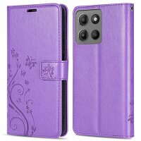 Hülle für Motorola Moto G15 / G15 Power Handyhülle mit [Standfunktion][Kartenfächern] in Lila