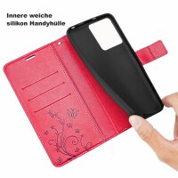 Hülle für Motorola Moto G15 / G15 Power Handyhülle mit [Standfunktion][Kartenfächern] in Rot