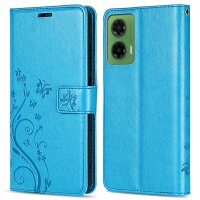Hülle für Motorola Moto G35 Handyhülle mit [Standfunktion][Kartenfächern] in Blau