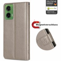 Hülle für Motorola Moto G35 Handyhülle mit [Standfunktion][Kartenfächern] in Grau