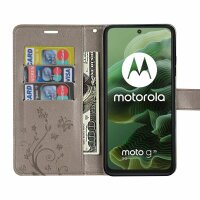 Hülle für Motorola Moto G35 Handyhülle mit [Standfunktion][Kartenfächern] in Grau