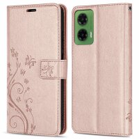 Hülle für Motorola Moto G35 Handyhülle mit [Standfunktion][Kartenfächern] in Rosegold