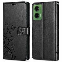 Hülle für Motorola Moto G35 Handyhülle mit [Standfunktion][Kartenfächern] in Schwarz
