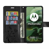 Hülle für Motorola Moto G35 Handyhülle mit [Standfunktion][Kartenfächern] in Schwarz